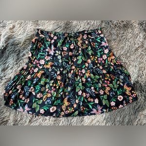 Loft Navy Floral Skirt